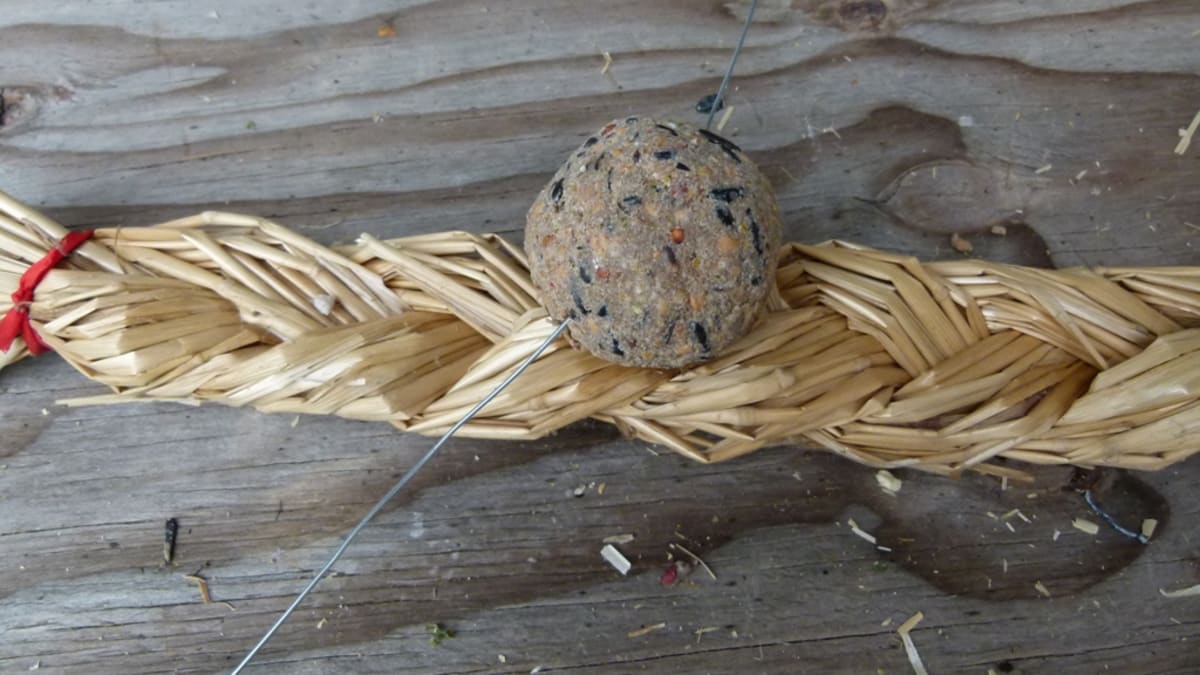 Slaměný cop s ořechy pro ptáčky: Netradiční krmítko ozdobí vaši zahradu 1
