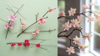 Papírové květy z krepáku: Vytvořte si půvabný věneček i rozkvetlé větvičky