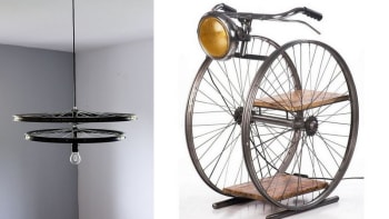 8 nápadů do bytu pro milovníky cyklistiky. Vyrobte lampy, stolky i věšáky