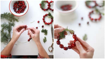 Jak ze zdravých brusinek vytvořit vánoční ozdoby? Zkuste věnečky i řetězy s popkornem