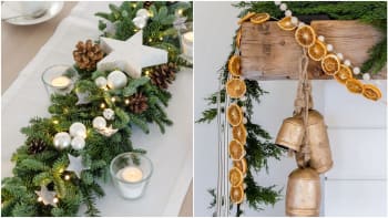 Vánoční girlandy, řetězy i štoly na stůl: Vytvořte je z chvojí, šišek a citrusů