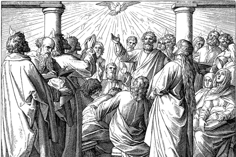 V neděli se slaví seslání Ducha svatého (letos 27. května), tedy událost, kdy apoštolové získali svou duchovní sílu šířit nové učení. 