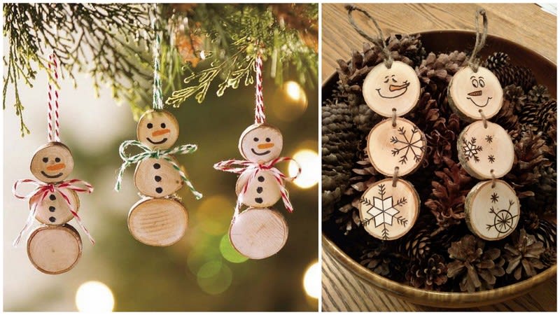 Vánoční ozdoby a dekorace z dřevěných koleček 9