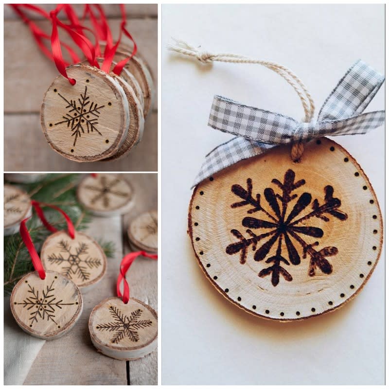 Vánoční ozdoby a dekorace z dřevěných koleček 5