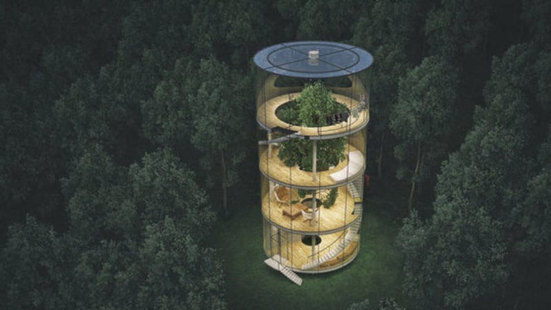 Bydelní budoucnosti: Architekt navrhl prosklený dům okolo stromu