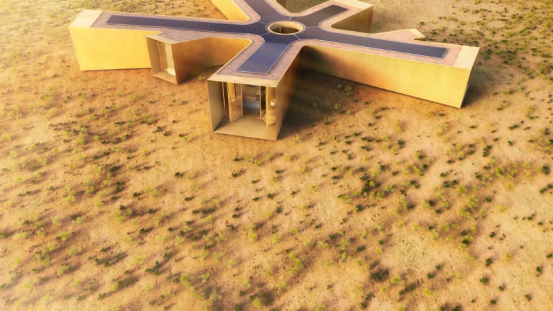 Luxusní hvězdicovitá vila v poušti si vystačí jen se solární energií