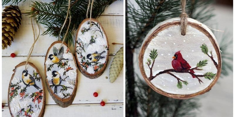 Vánoční ozdoby a dekorace z dřevěných koleček 4