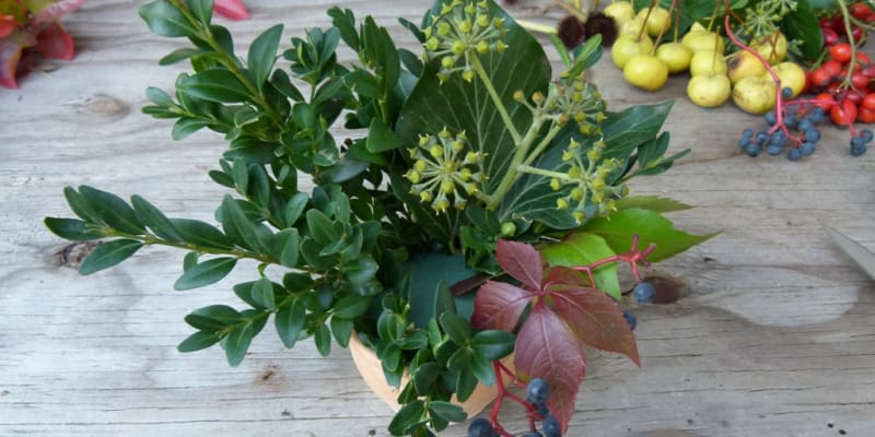 Květináčky jako báječná a rychlá dekorace: Vytvořte manžetu z větviček a plodů