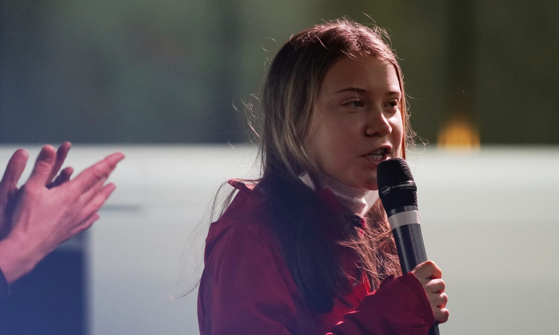 Greta Thunbergová na demonstraci v Glasgow