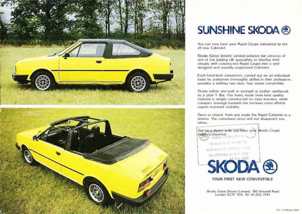 Velký zájem byl tradičně o sportovní vozy Škoda Rapid, ze kterých v Anglii dělali i kabriolety.