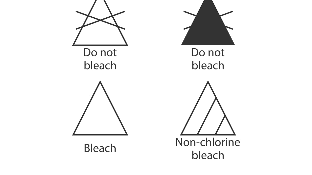 Piktogram trojúhelníku napovídá, jestli můžete při praní použít bělidlo a jaké. 