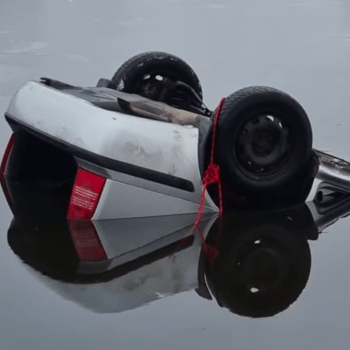 Řidička automobilu sjela do rybníku.
