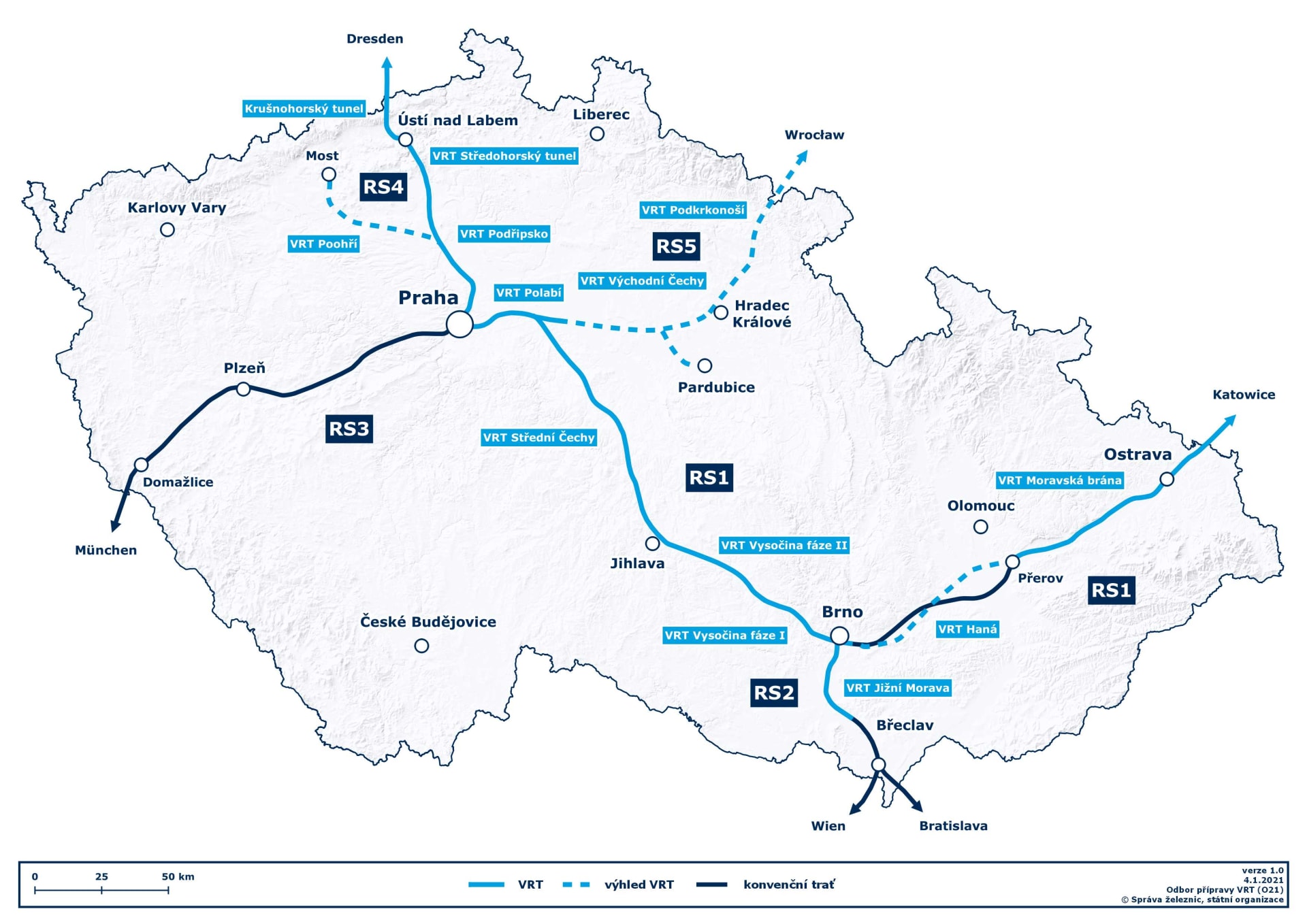 Mapa vysokorychlostních tratí - Správa železnic