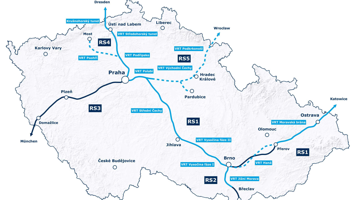 Mapa vysokorychlostních tratí - Správa železnic