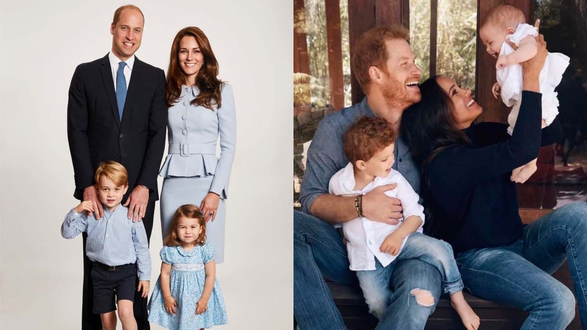 Lidé po zveřejnění snímku prince Harryho s manželkou Meghan a dětmi porovnávají, jaká pravidla v rodinách obou bratrů panují.