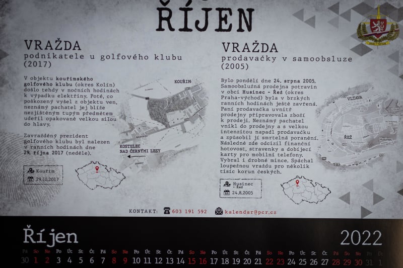 Úřad služby kriminální policie a vyšetřování ve spolupráci s Vězeňskou službou ČR vytvořil unikátní kalendáře. Obsahují 24 nevyřešených případů, dívat se na ně budou vězni.