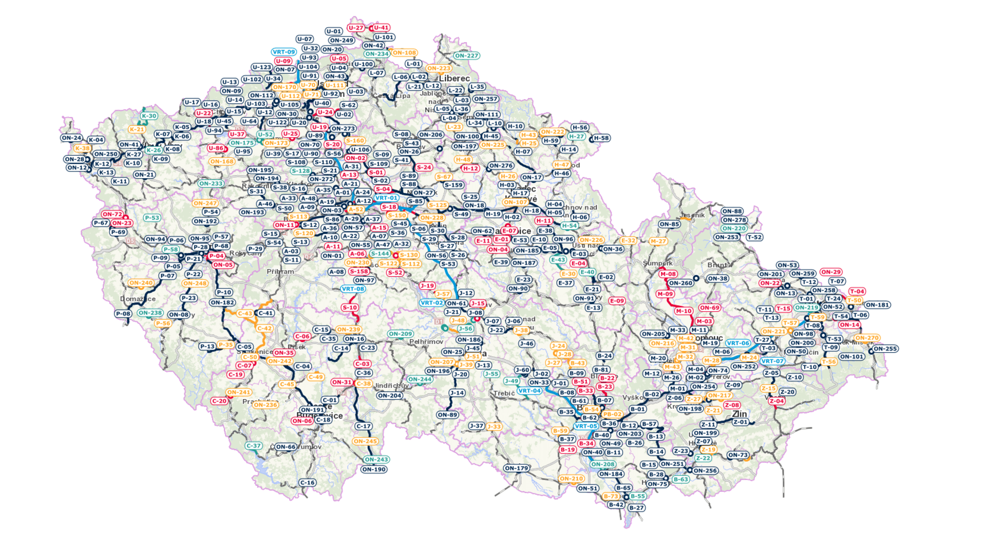 Interaktivní mapa Správy železnic
