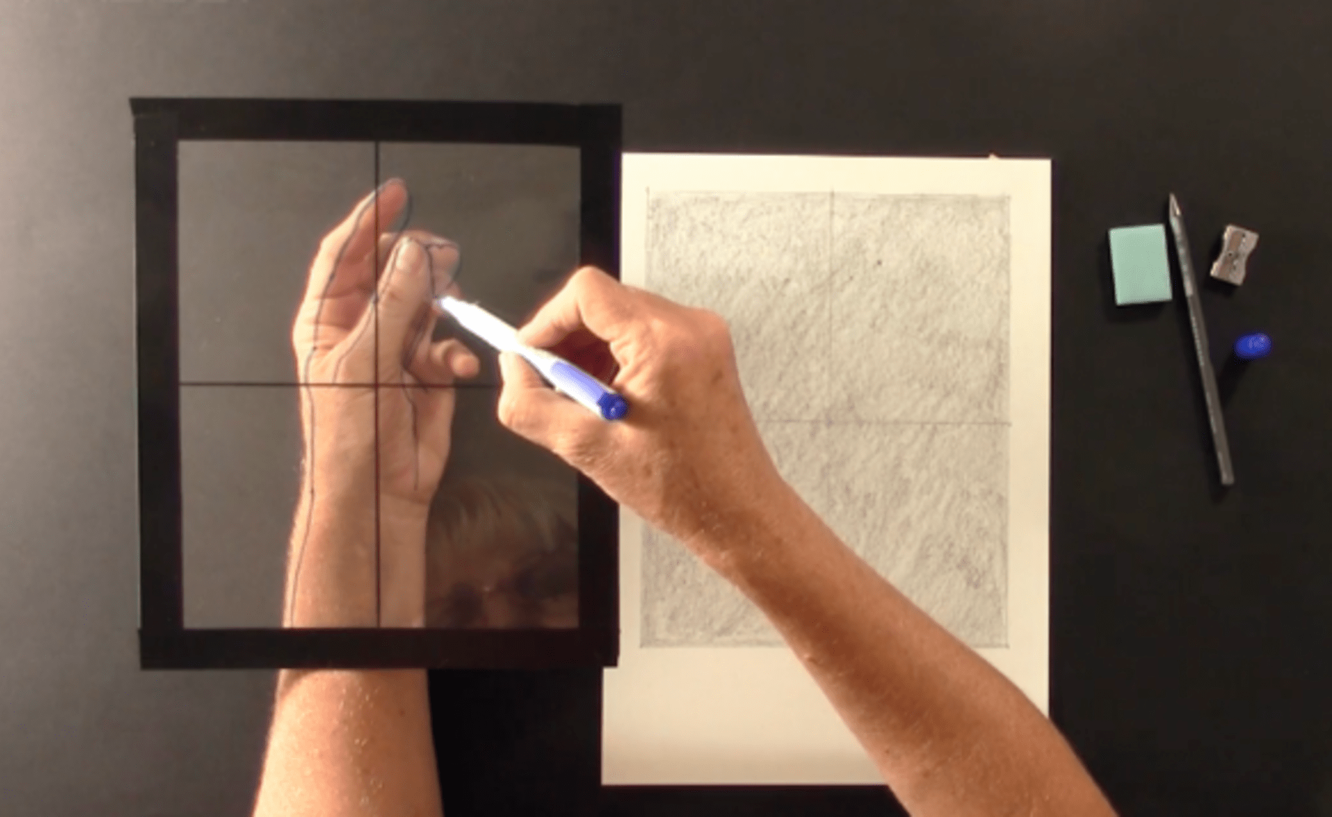 Kreslení ruky pomocí mřížky 