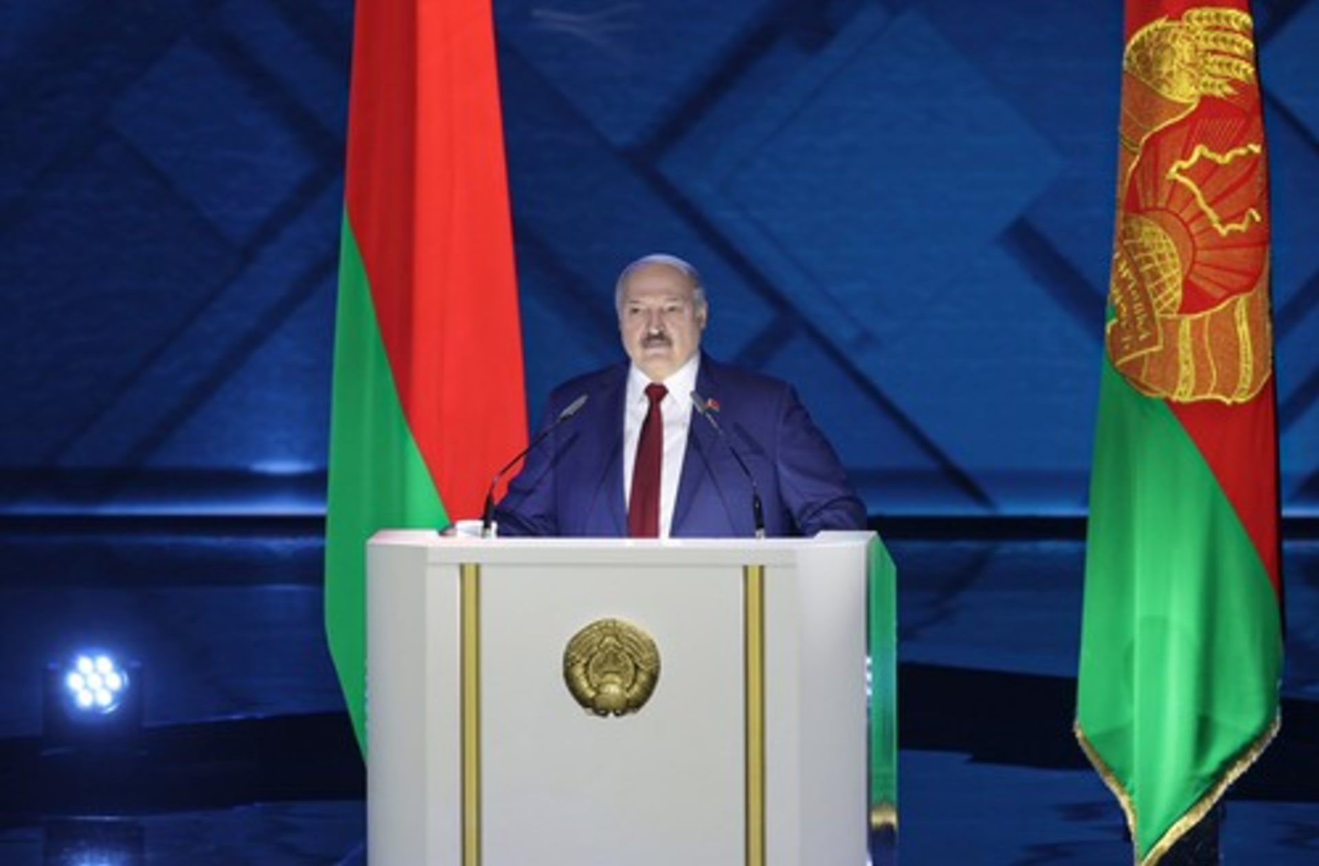 Běloruský prezident Alexandr Lukašenko během projevu k národu