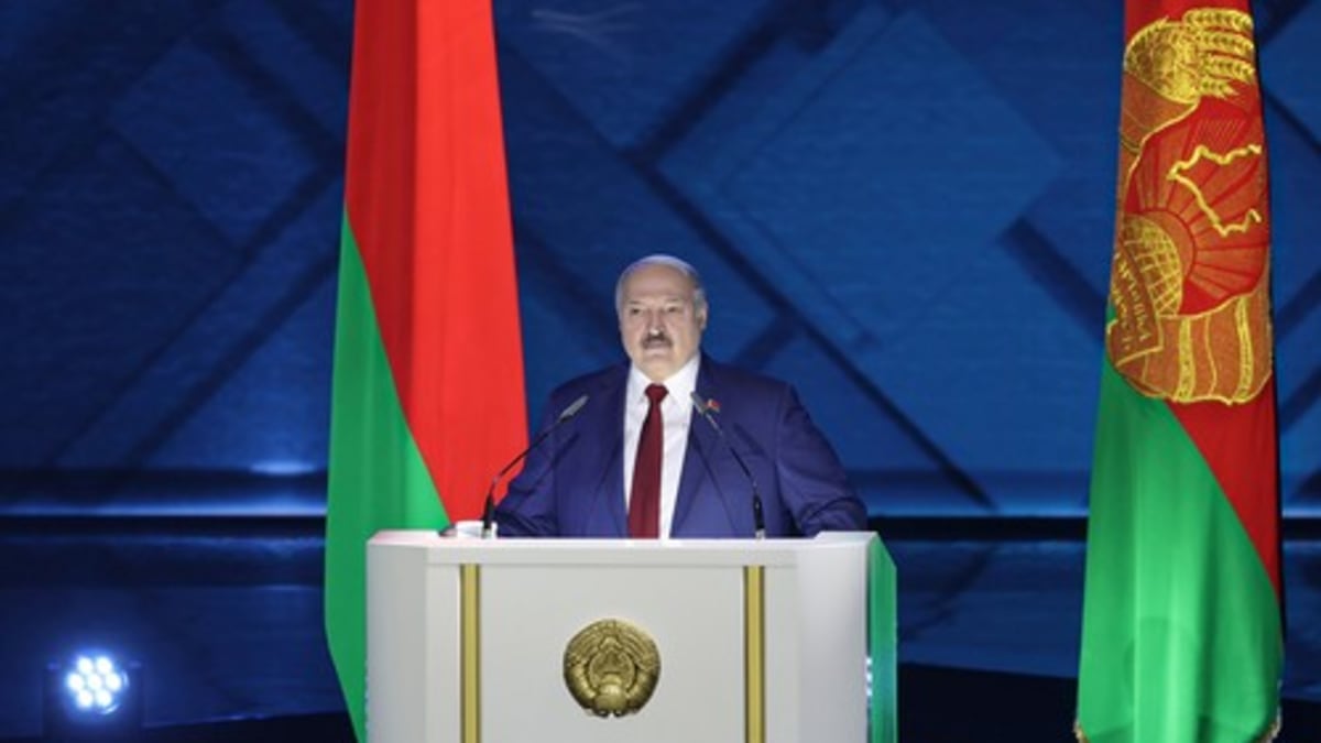 Běloruský prezident Alexandr Lukašenko během projevu k národu