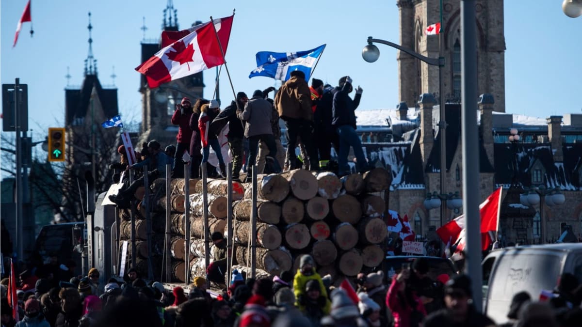 Demonstranti v Ottawě