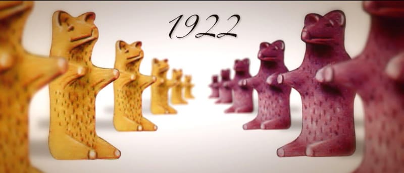 Dobová vizualizace medvídků Haribo z roku 1922.