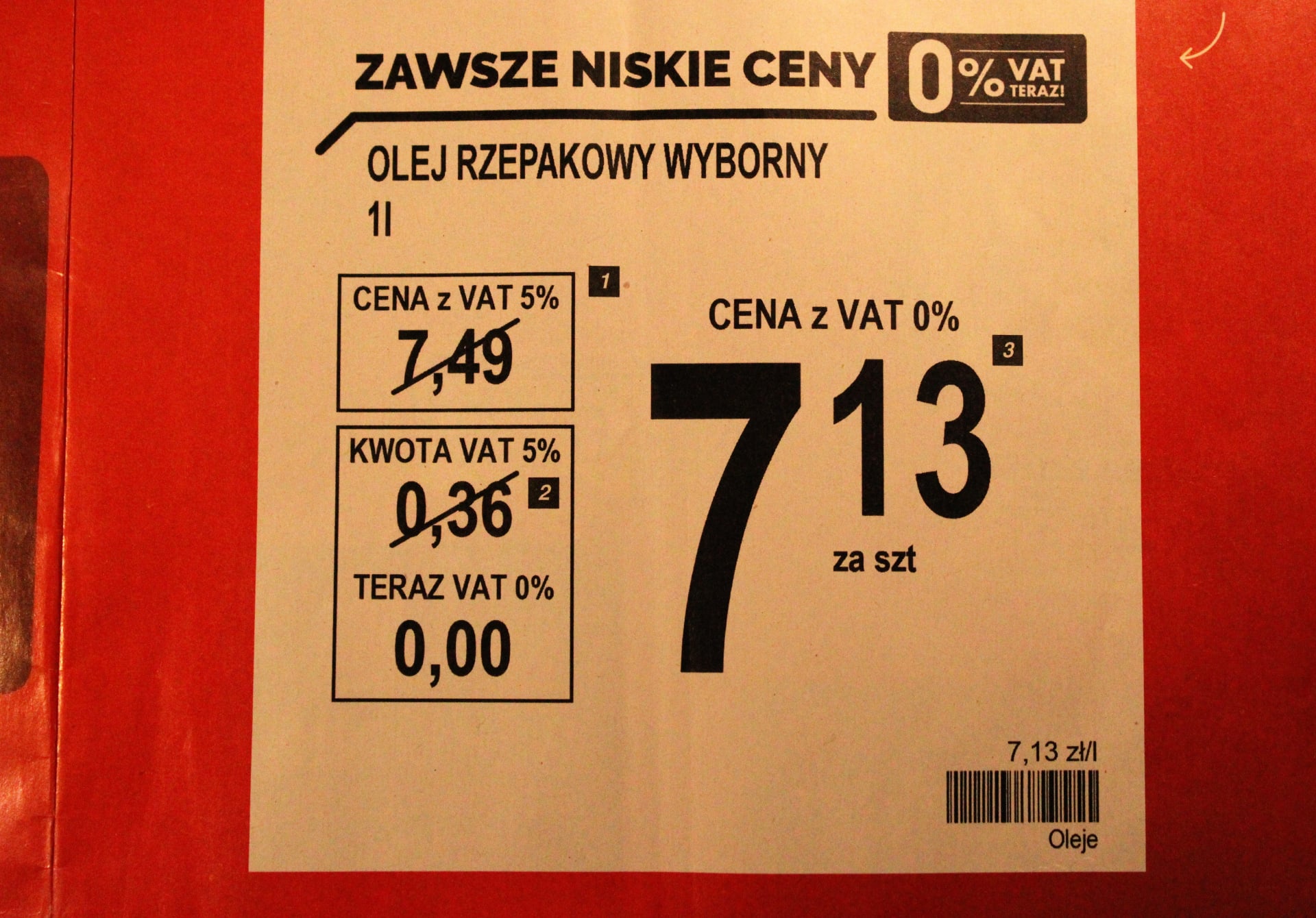 Řetězec Biedronka nabízí bez DPH (polsky VAT) 3000 produktů.