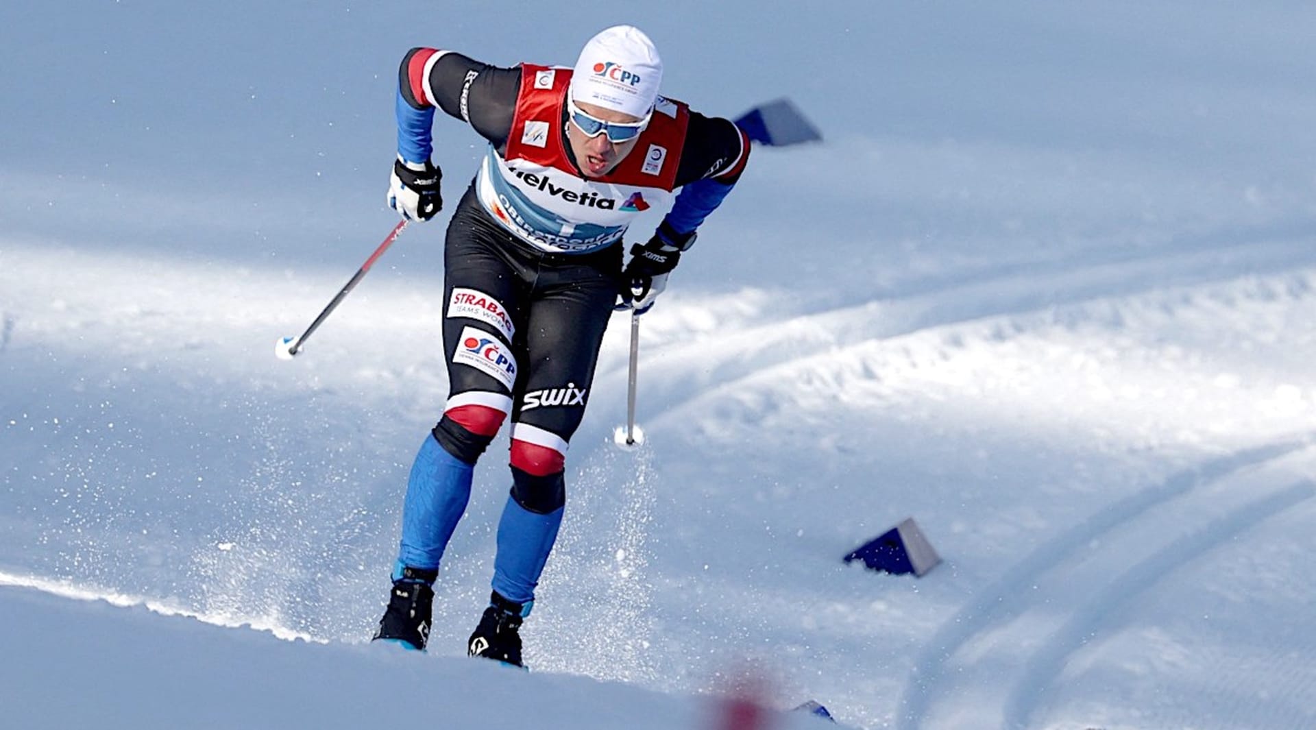 Český běžec na lyžích Michal Novák při závodě mistrovství světa 2021 v německém Oberstdorfu.