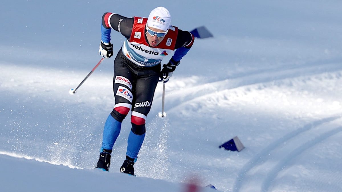 Český běžec na lyžích Michal Novák při závodě mistrovství světa 2021 v německém Oberstdorfu.
