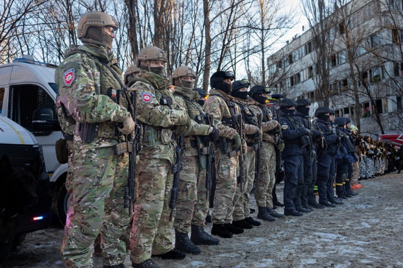 Ukrajinští vojáci u Černobylu