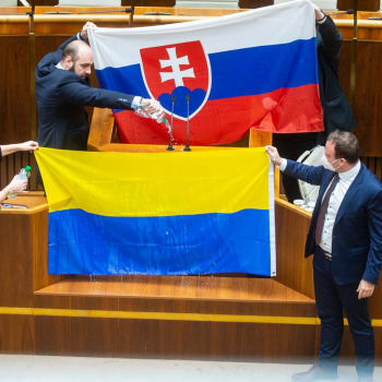 Střet ve slovenském parlamentu mezi LSNS a vládními poslanci.