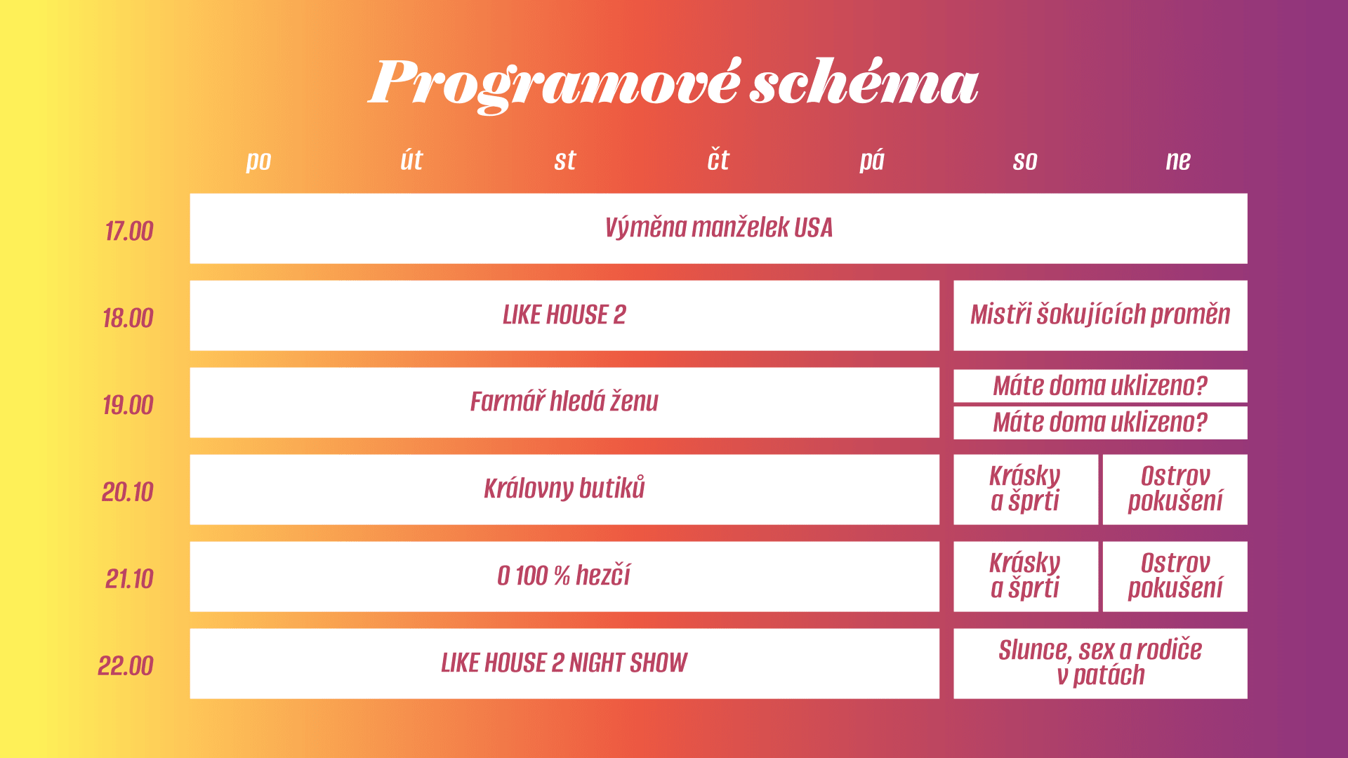 Programové schéma Prima SHOW.