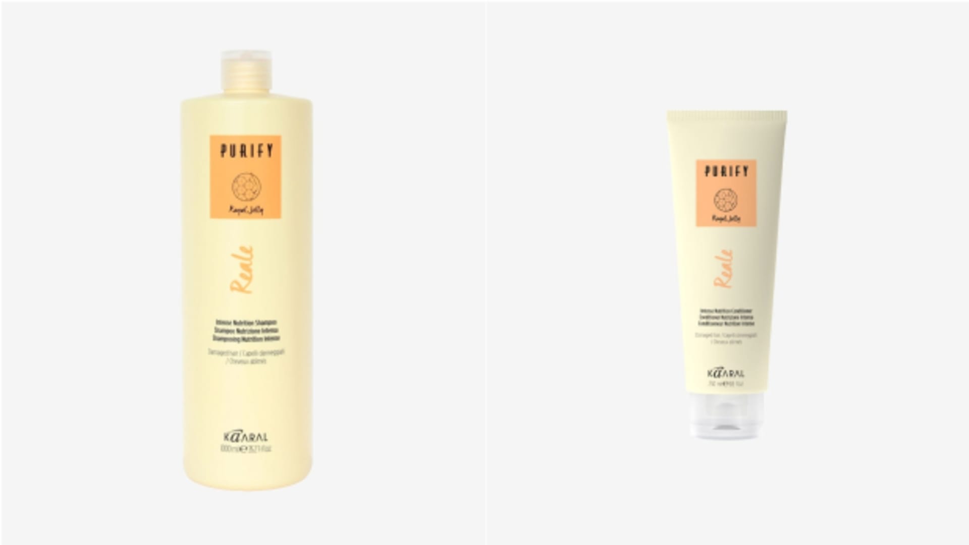 Vlasovou péči můžete doplnit vyživujícím šamponem a kondicionérem Purify - Reale.