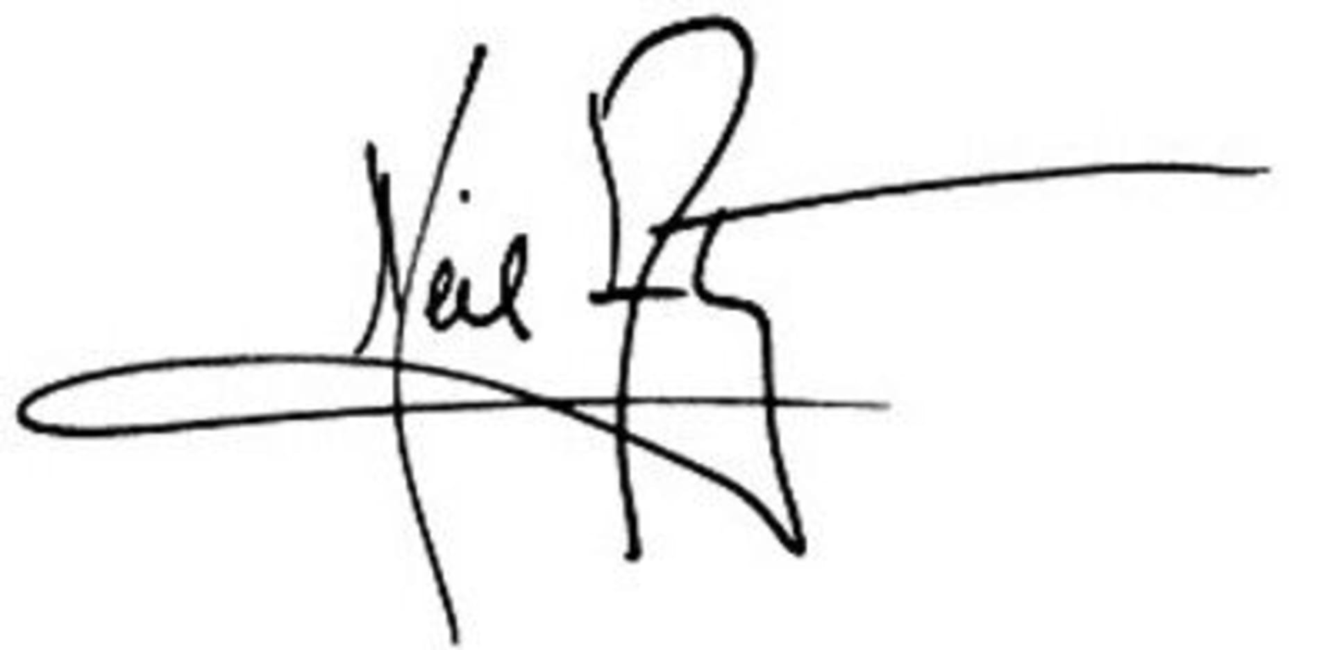 Částečně čitelný podpis - Neil Armstrong