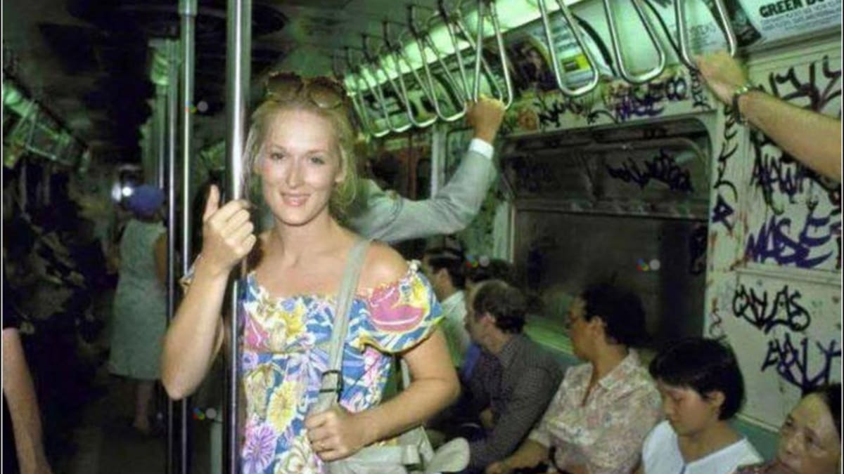 Meryl Streep v newyorském metru po nevydařeném hereckém konkurzu. Pro tvůrce nebyla dostatečně krásná.