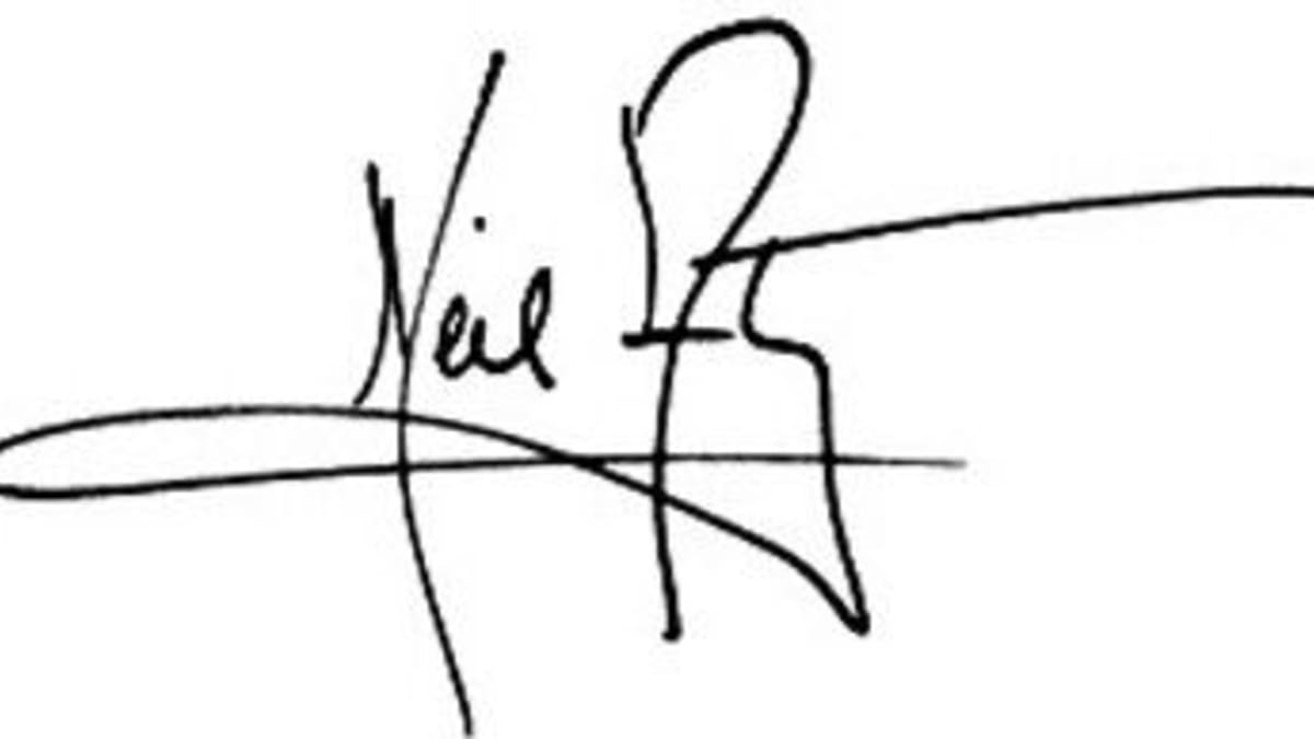 Částečně čitelný podpis - Neil Armstrong