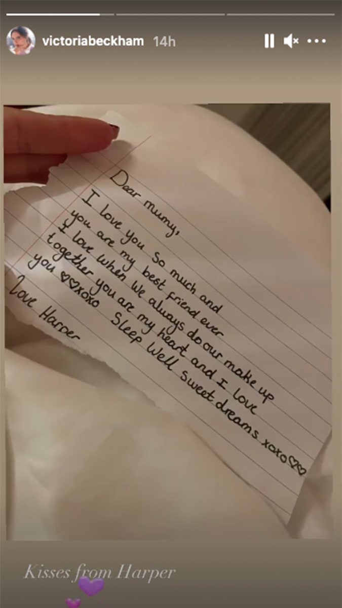 Devítiletá Harper Beckhamová napsala rodičům krásný dopis.  1