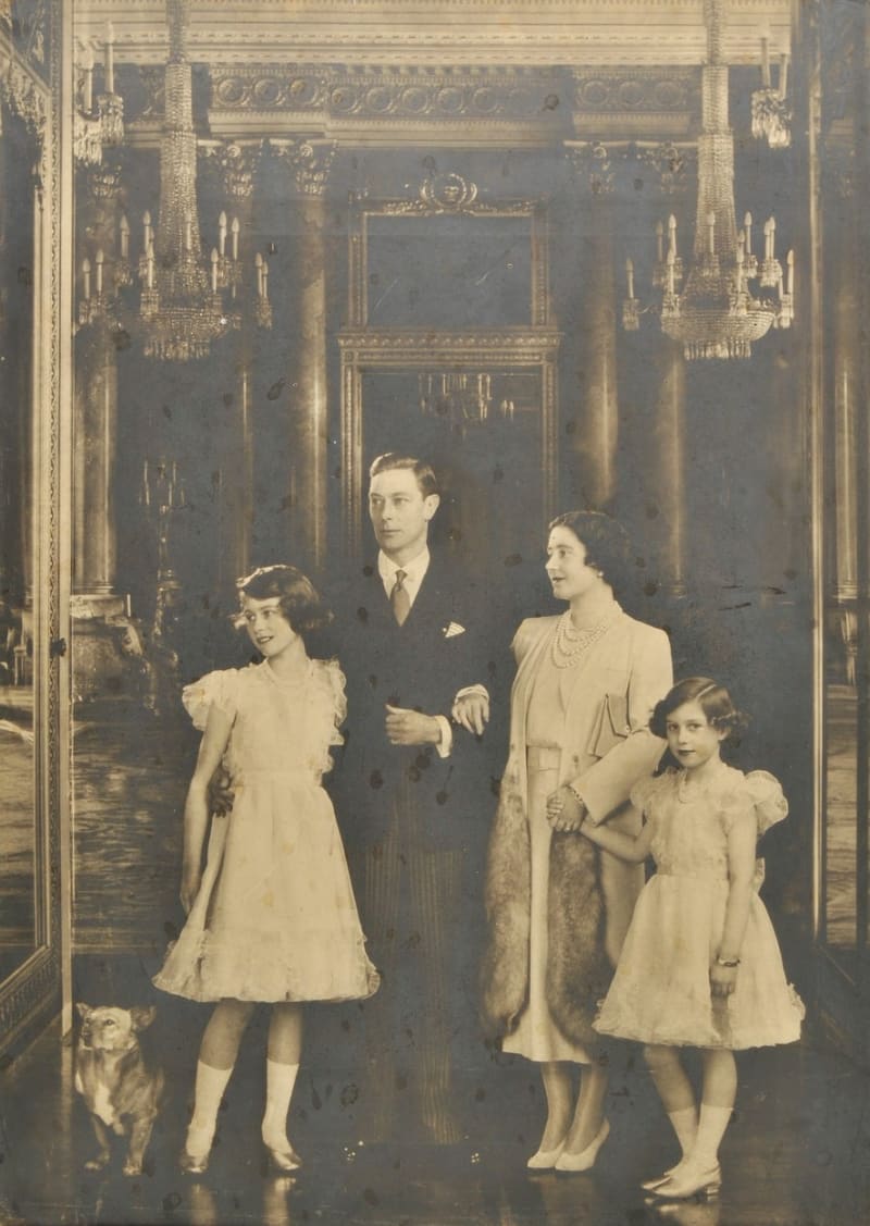 Alžběta a Margaret s rodiči v roce 1938