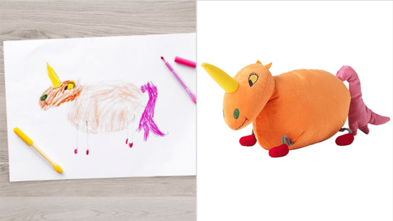 Hračky vyrobené podle vzoru dětských kreseb z celého světa