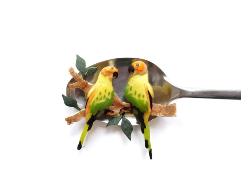 Umění na lžíci - papoušci