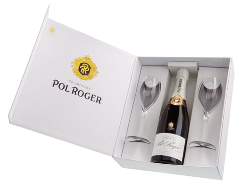 Šampaňské Pol Roger Brut Réserve v dárkovém boxu se sklenicemi, 1519 Kč, global-wines.cz