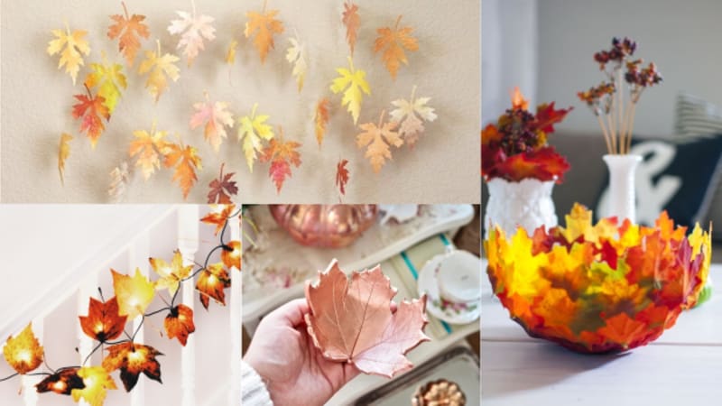 Podzimní dekorace z listí: Vyrobte si misky, závěs nebo světelný řetěz