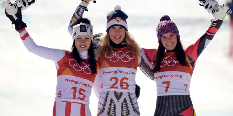 Lyžařka Ester Ledecká po vítězství v superobřím slalomu na ZOH 2018