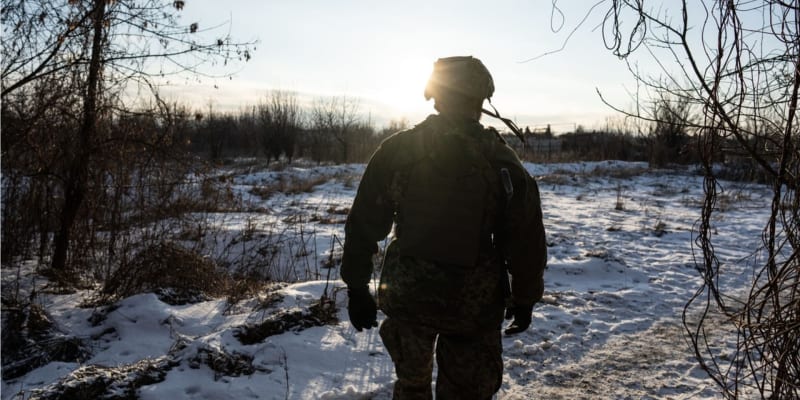 Ukrajinský voják na hlídce