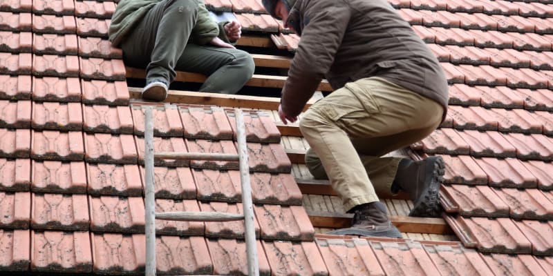 Tom a Jakub opravují střechu