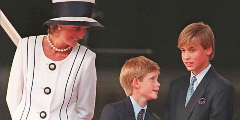 Princezna Diana se syny Harrym a  Williamem  (zleva).
