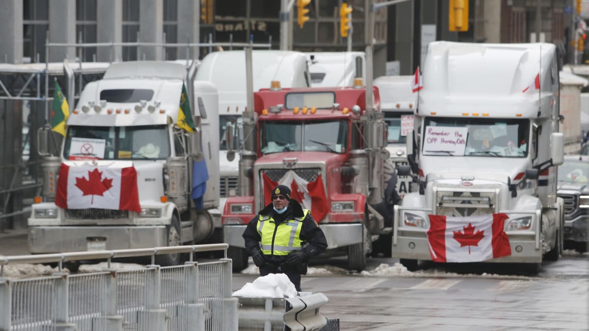 Protesty kamionů v kanadské Ottawě