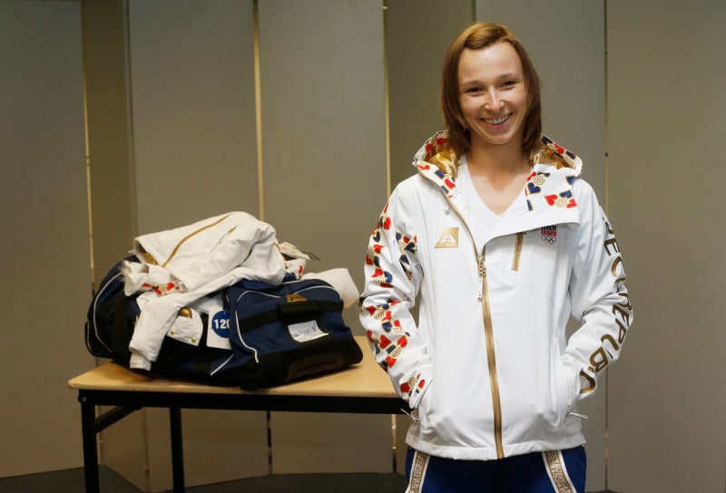 Šárka Pančochová v olympijské kolekci pro hry v Soči v roce 2014