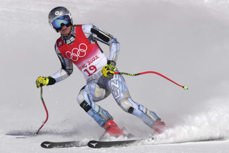 Ester Ledecká po dojezdu lyžařského závodu na ZOH 2022 v Pekingu