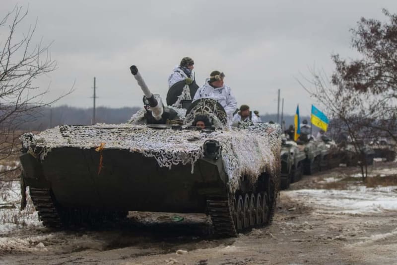 Ukrajinští vojáci na cvičení